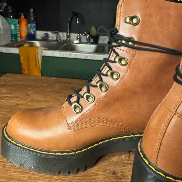 Dr. Martens Cognac Leather Combat Boots - Picture 6 of 10